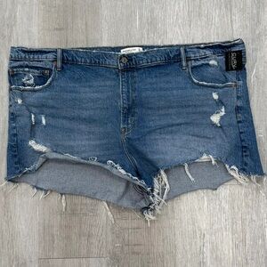 Abercrombie & Fitch Light Wash Distressed "The Mom Short" - Size 24